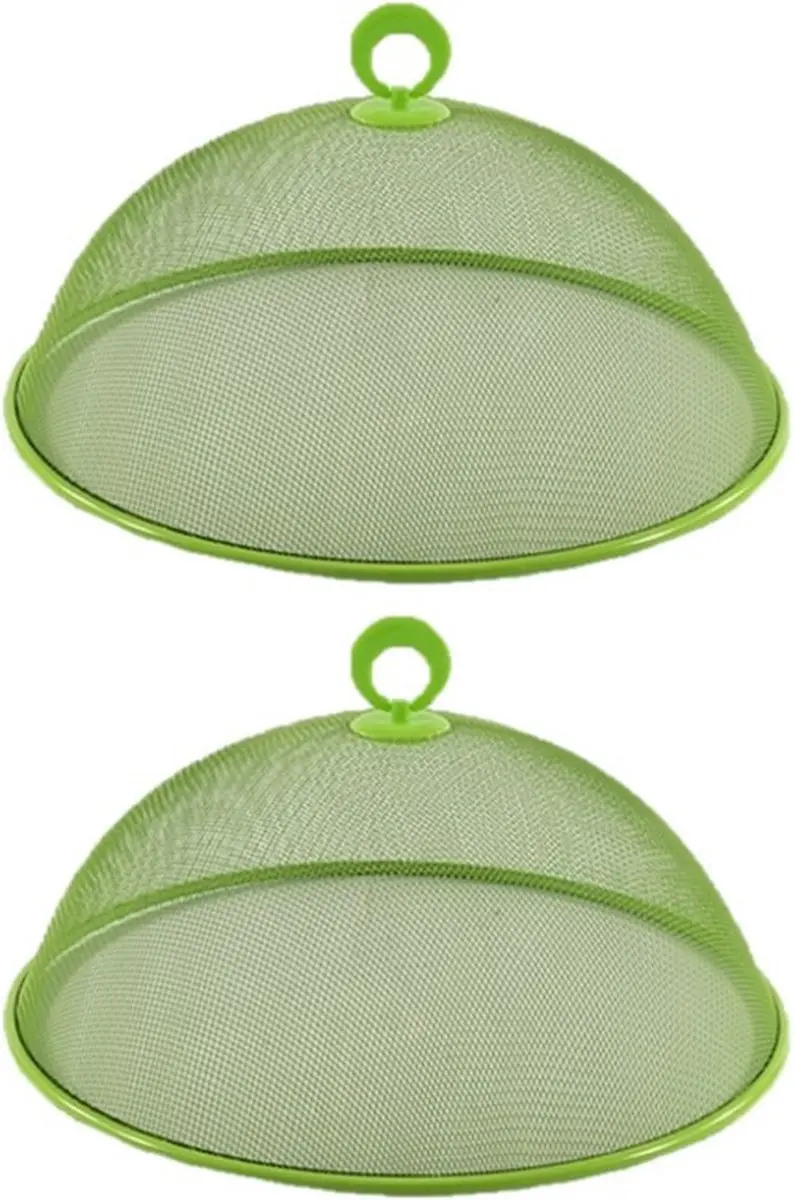 Set van 2x stuks metalen vliegenkappen/voedselkappen groen rond 30 cm