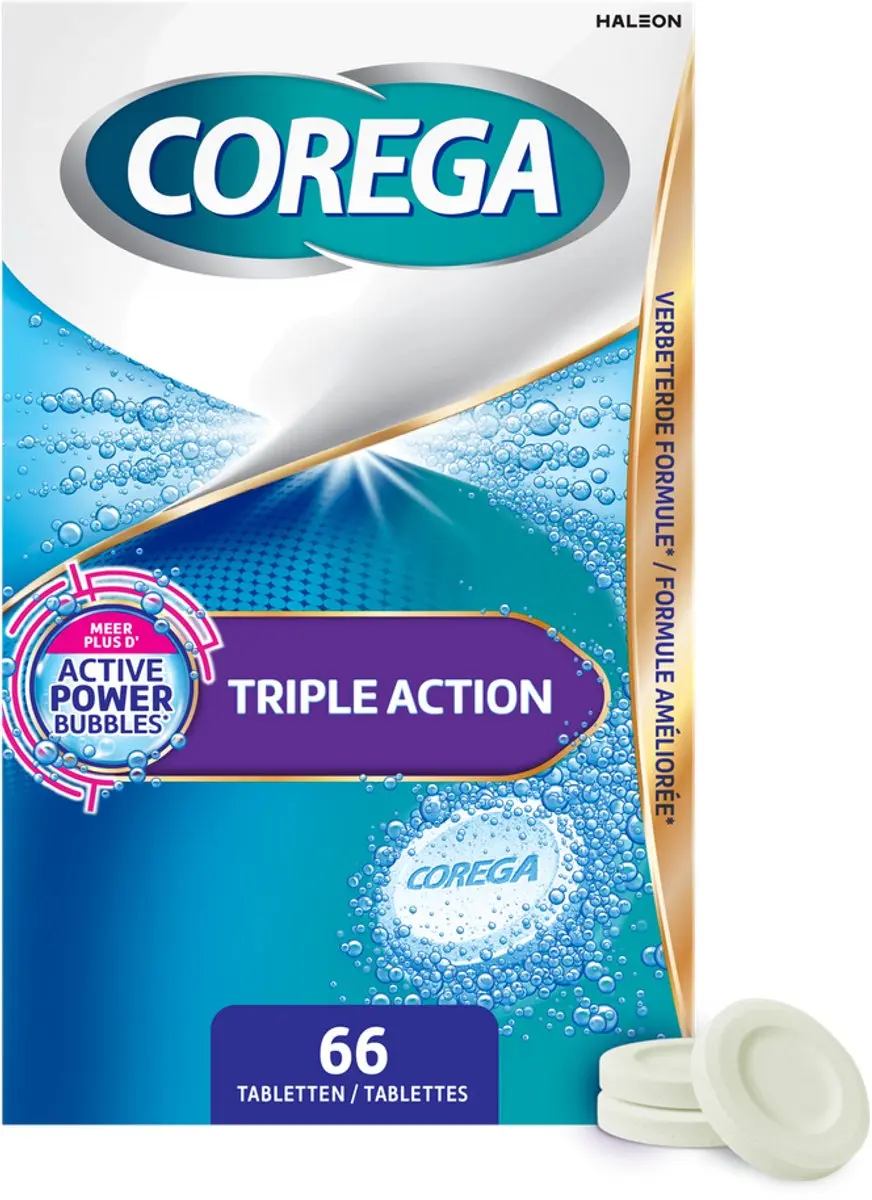 Corega Triple Action Gebitsprothese Reinigingstabletten