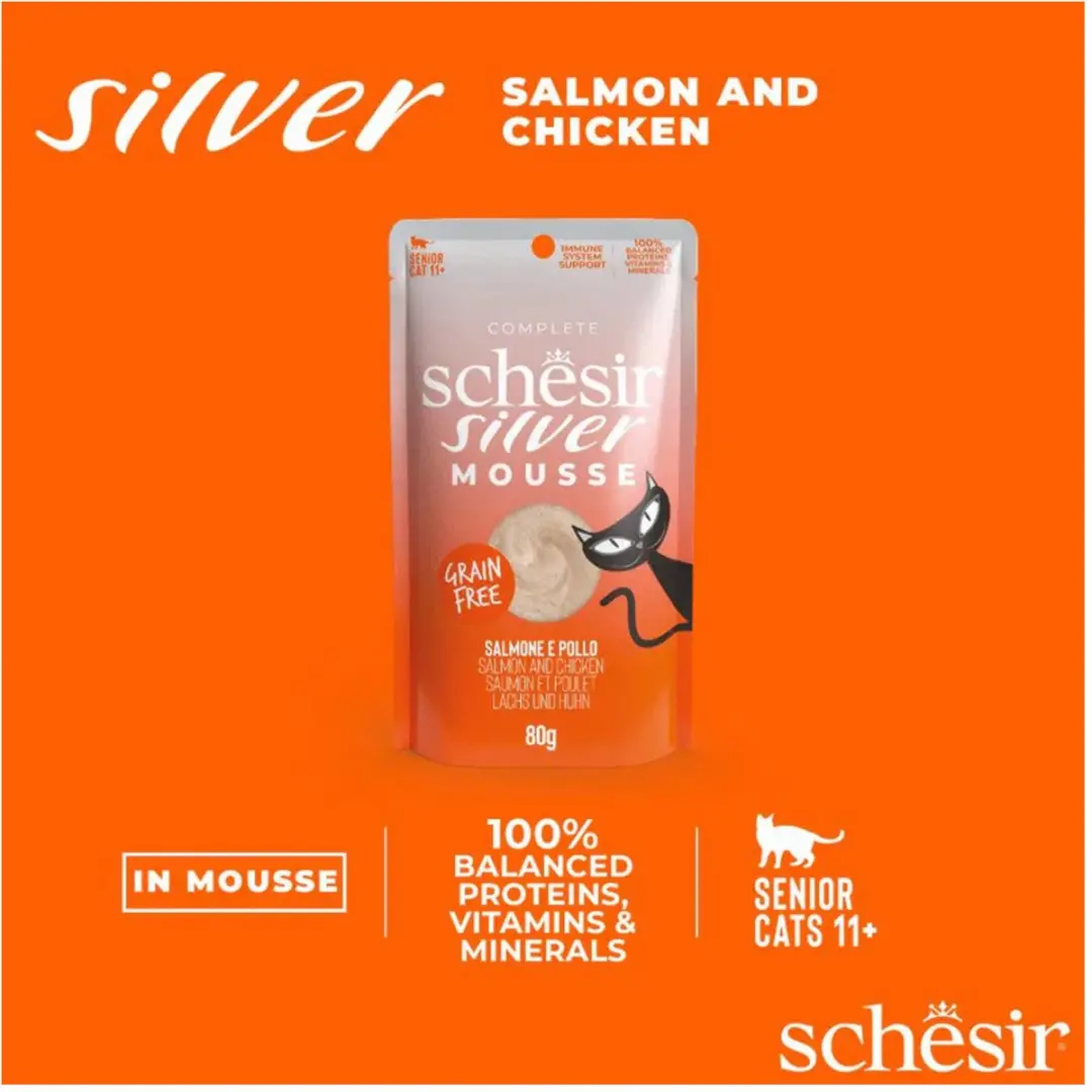Schesir Silver Mousse Kattenvoer Zalm - 80g - afbeelding 3 van 5