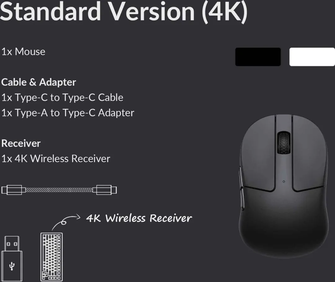 Keychron M4 Draadloze 4K Muis - Zwart