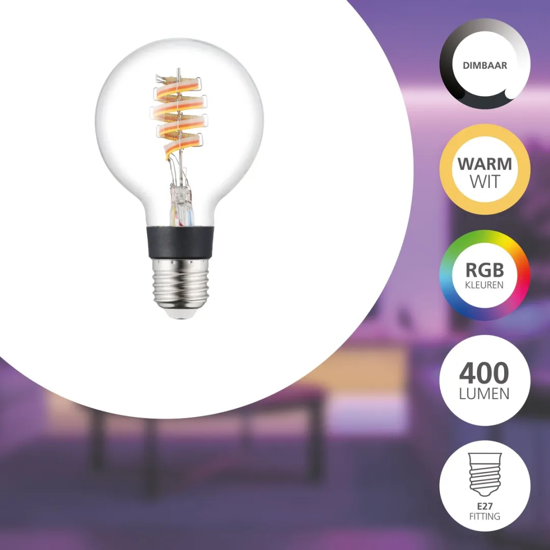EGLO connect.z Smart LED Lamp E27 - Ø8cm - RGBW 4,9W