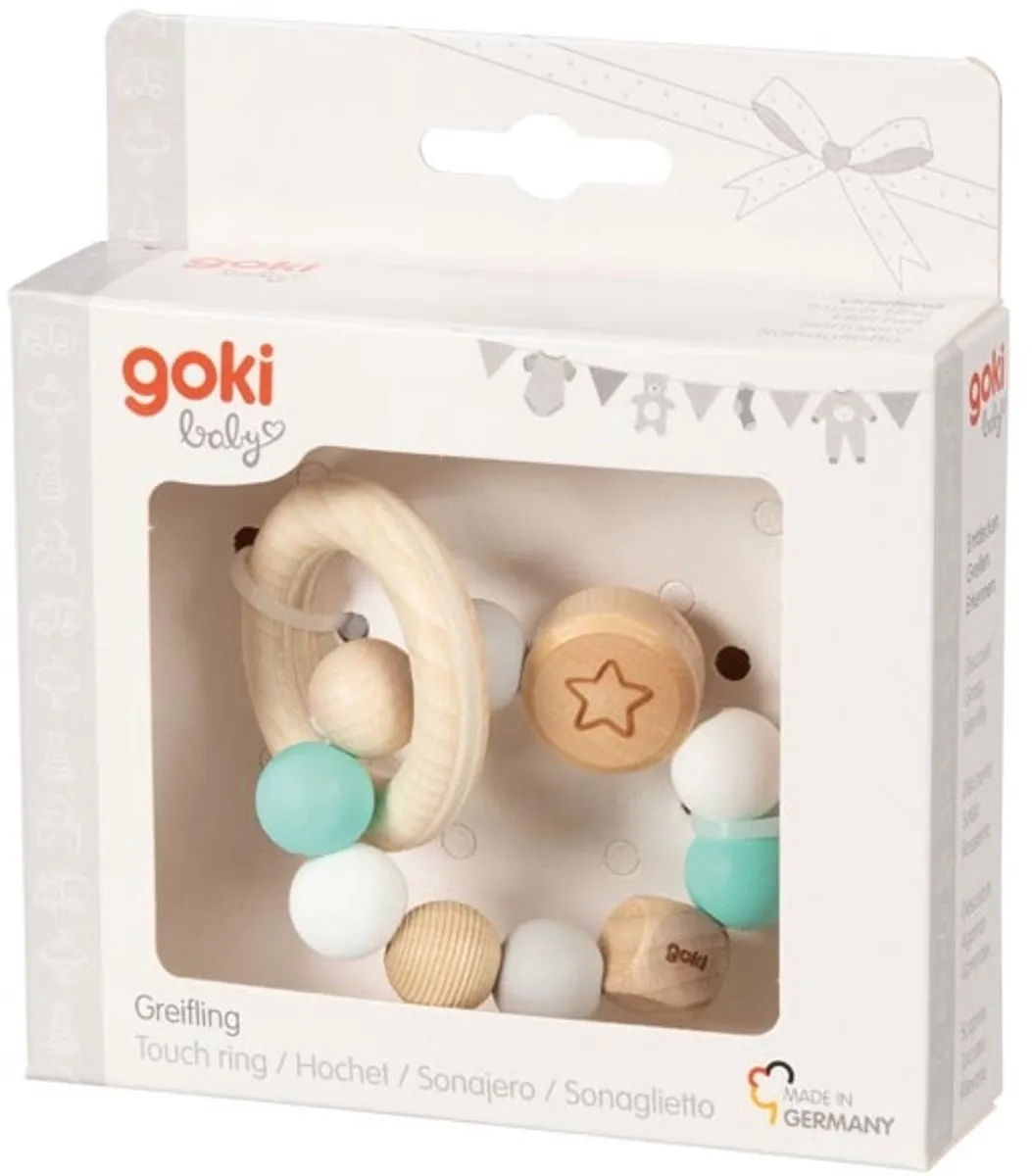 Goki Baby Bijtring Ster Turkoois Ø9cm - Hout/Silicone