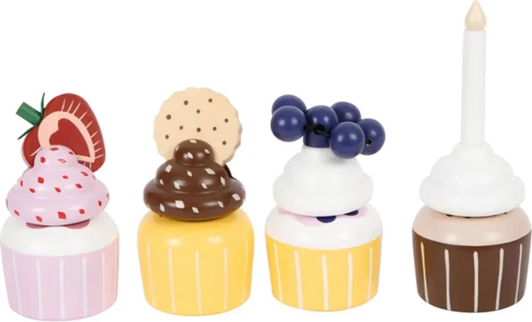 Small Foot Houten Speeleten Etagère Cupcakes 13-delig - Multicolor