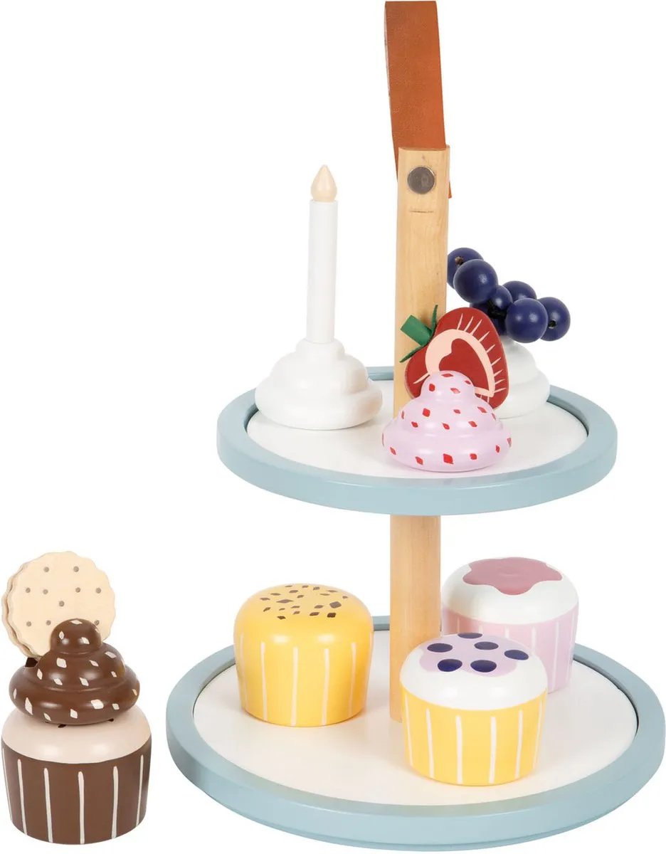 Small Foot Houten Speeleten Etagère Cupcakes 13-delig - Multicolor