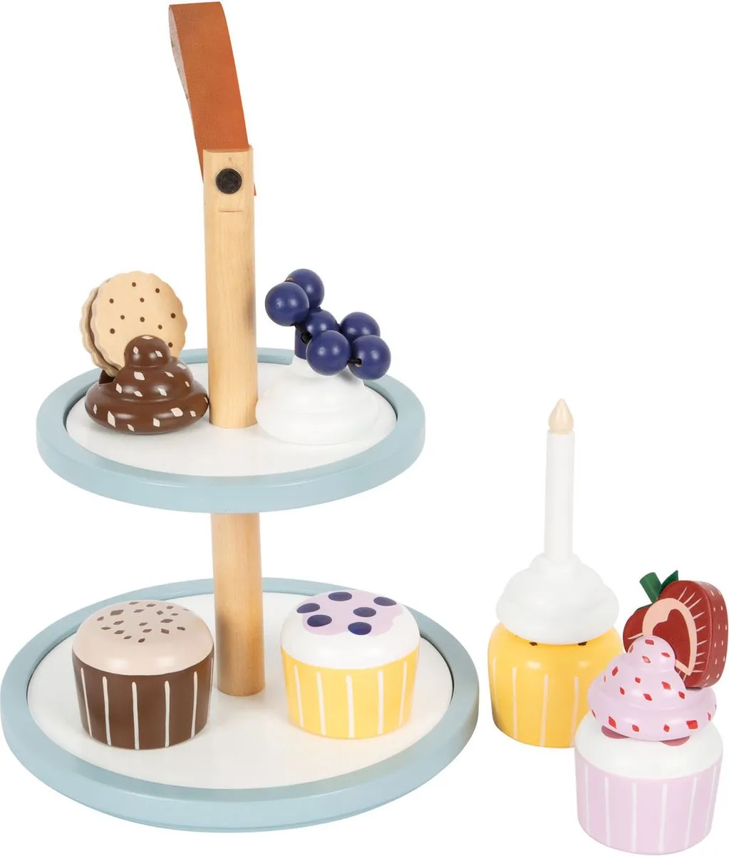 Small Foot Houten Speeleten Etagère Cupcakes 13-delig - Multicolor