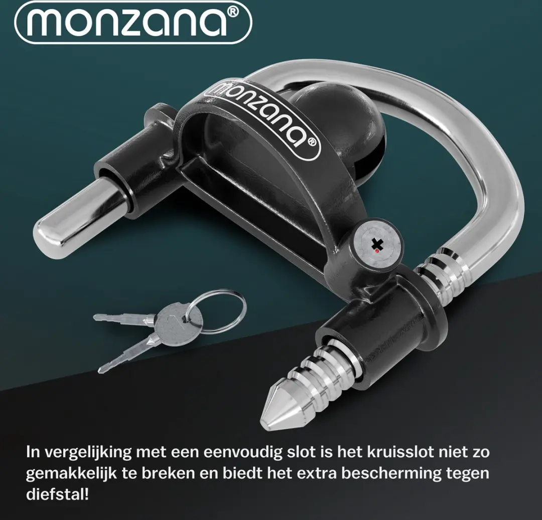 Monzana Disselslot - Verchroomd Staal incl. 2 Sleutels - Zwart - afbeelding 3 van 6