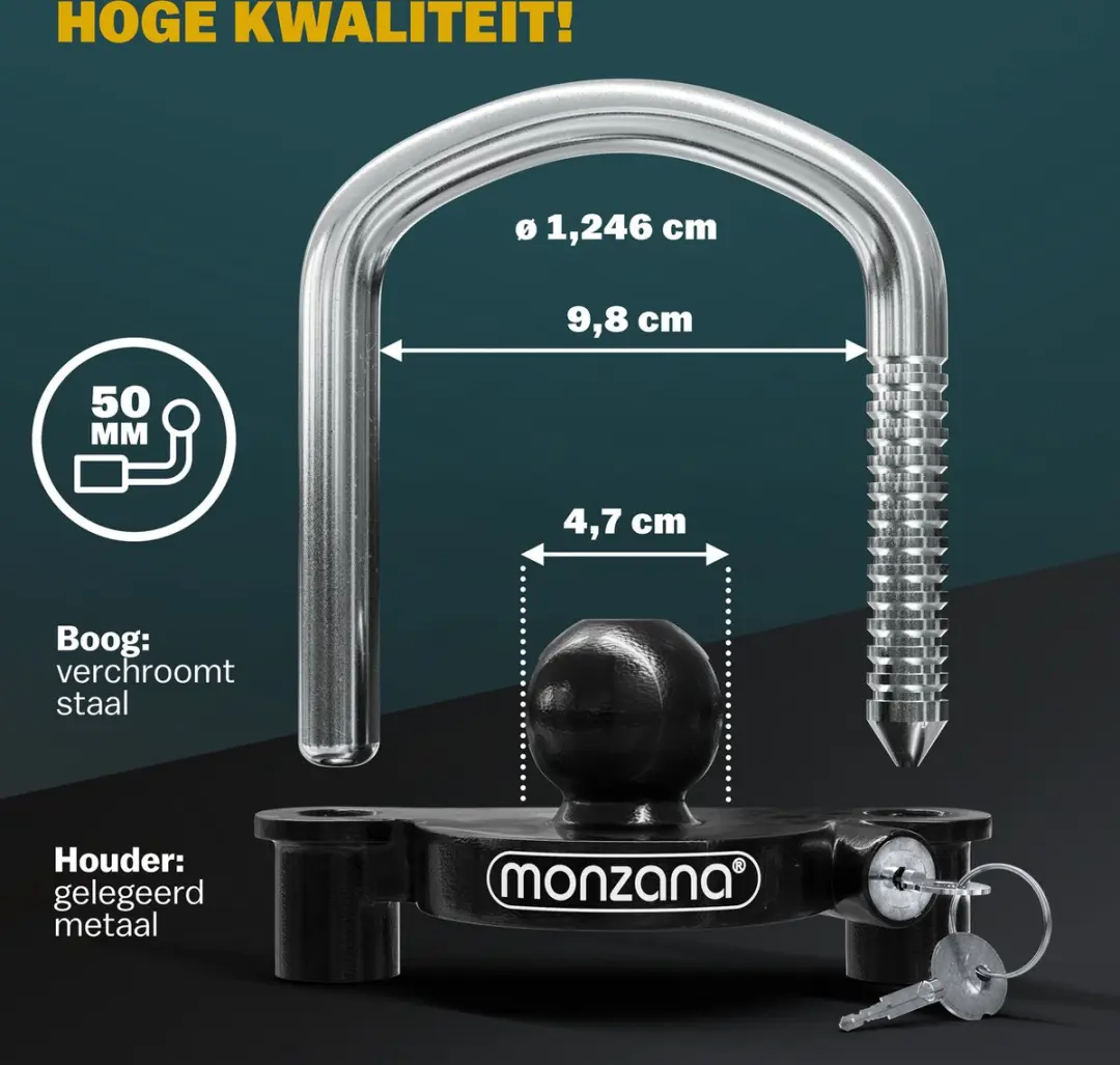 Monzana Disselslot - Verchroomd Staal incl. 2 Sleutels - Zwart - afbeelding 6 van 6