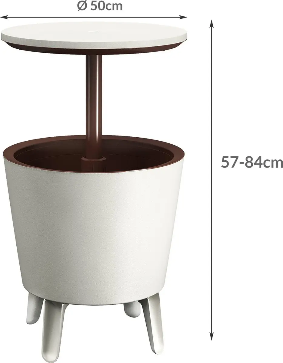 Keter Drankenkoeler Bijzettafel 30L - Ø50cm - Wit/Bruin - afbeelding 2 van 6