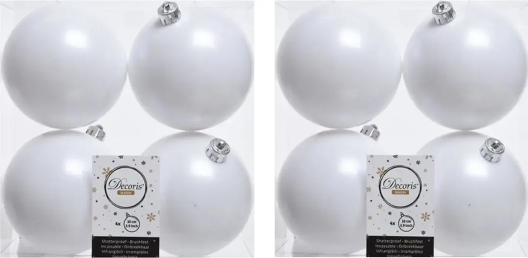 Decoris Kerstballen - 32x st - wit - 10 cm - kunststof - kerstversiering