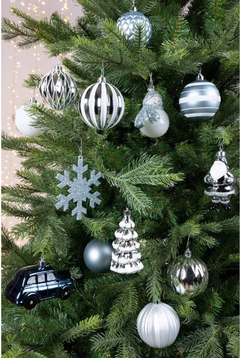 Decoris 25x Kerstballen Kunststof Lichtblauw - afbeelding 2 van 3