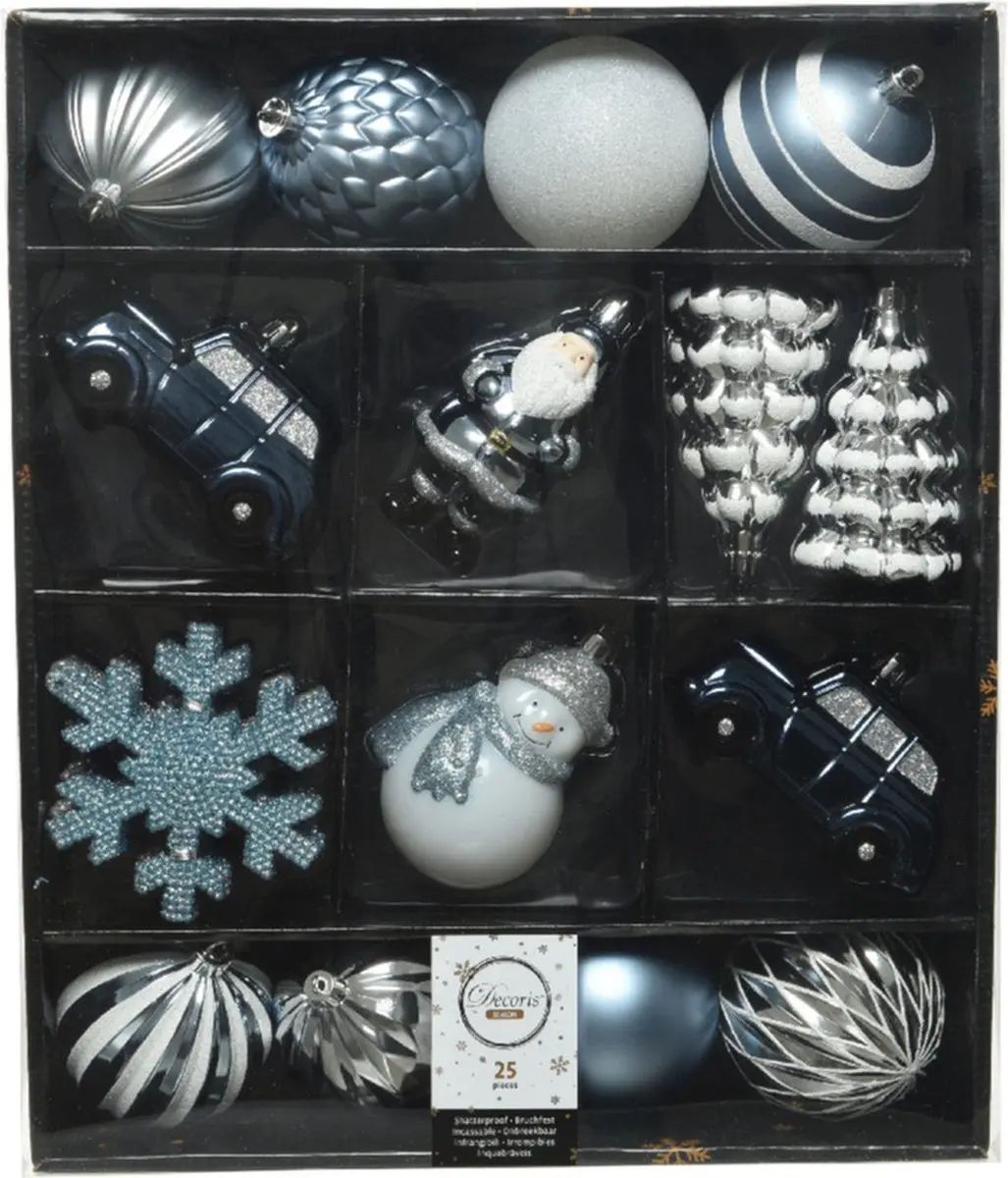 Decoris 25x Kerstballen Kunststof Lichtblauw