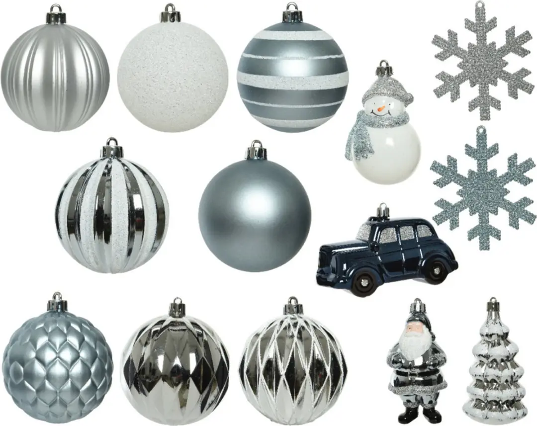 Decoris 25x Kerstballen Kunststof Lichtblauw - afbeelding 3 van 3