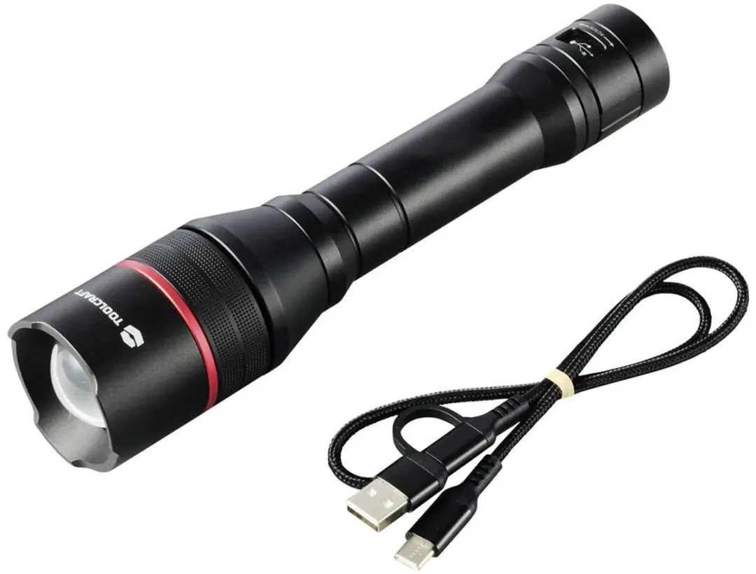TOOLCRAFT TO-8702946 Handlamp 3500 lm - Zwart/Rood - afbeelding 3 van 4