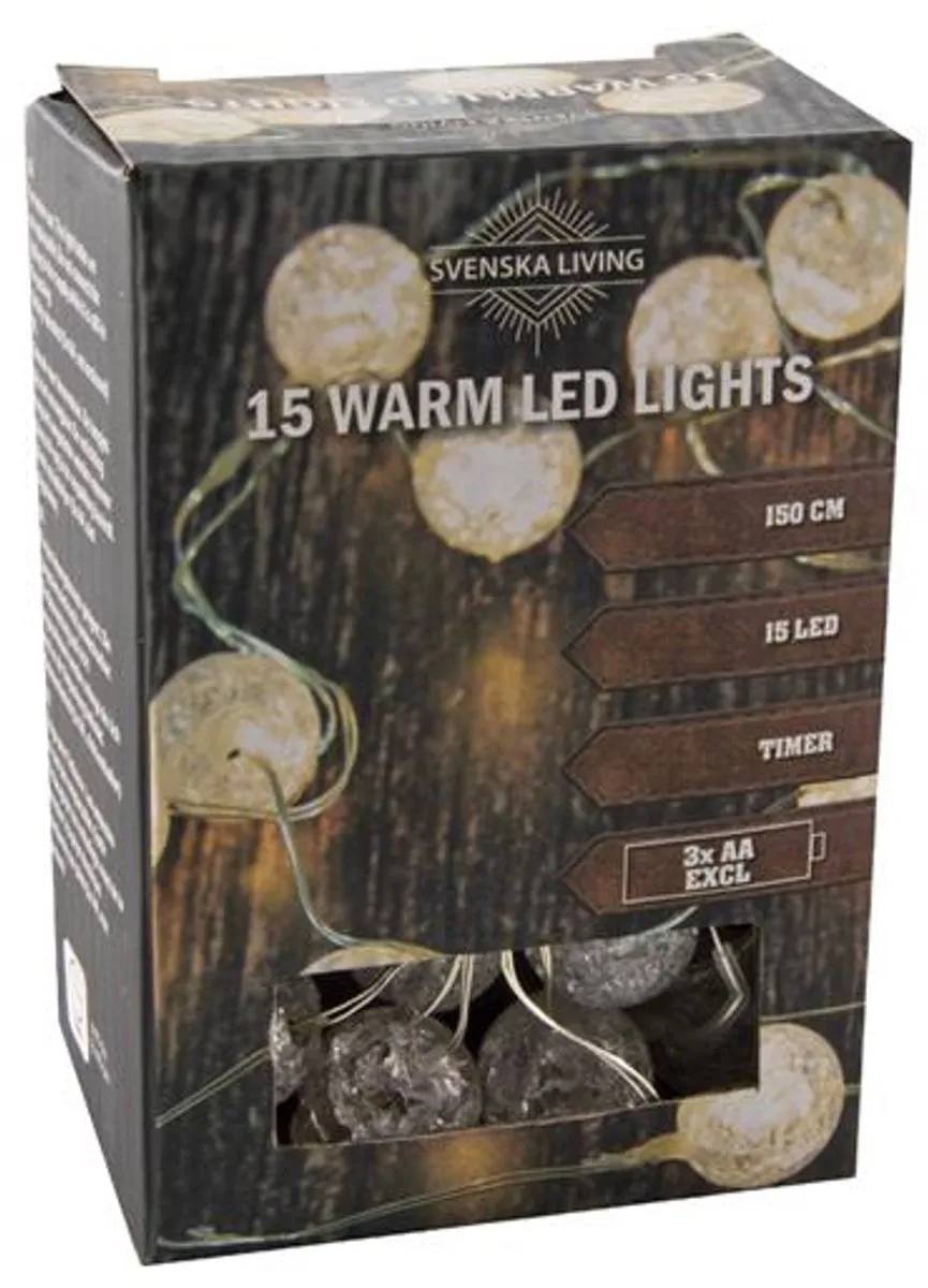 Svenska Living Bol 15 LED Strengverlichting - 15.000 Lichtpunten - Warm Wit Mat Glas