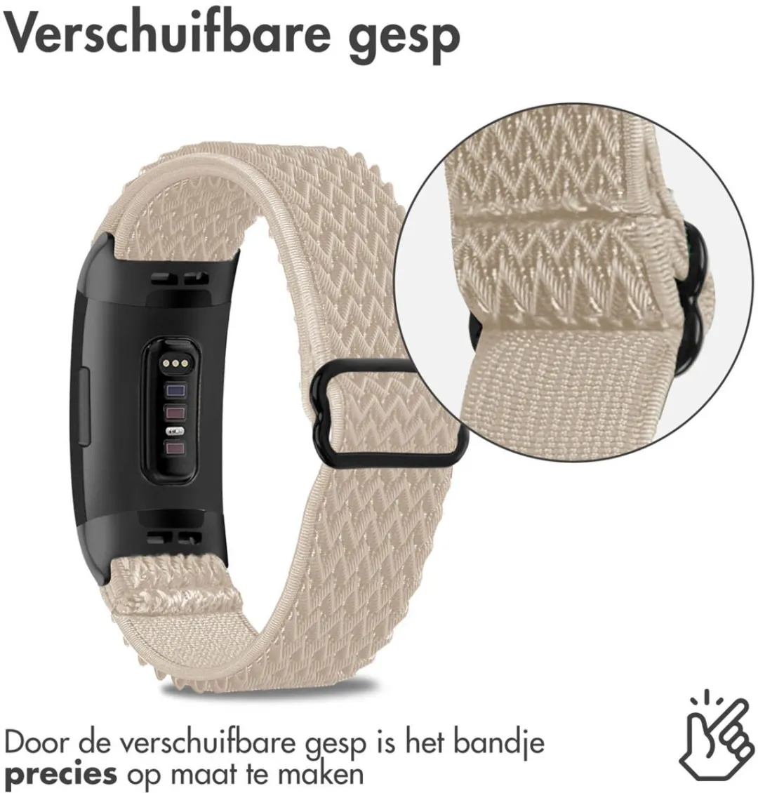 Imoshion Elastisch Nylon Bandje SH00056506 - Fitbit Charge 4/5 - Beige