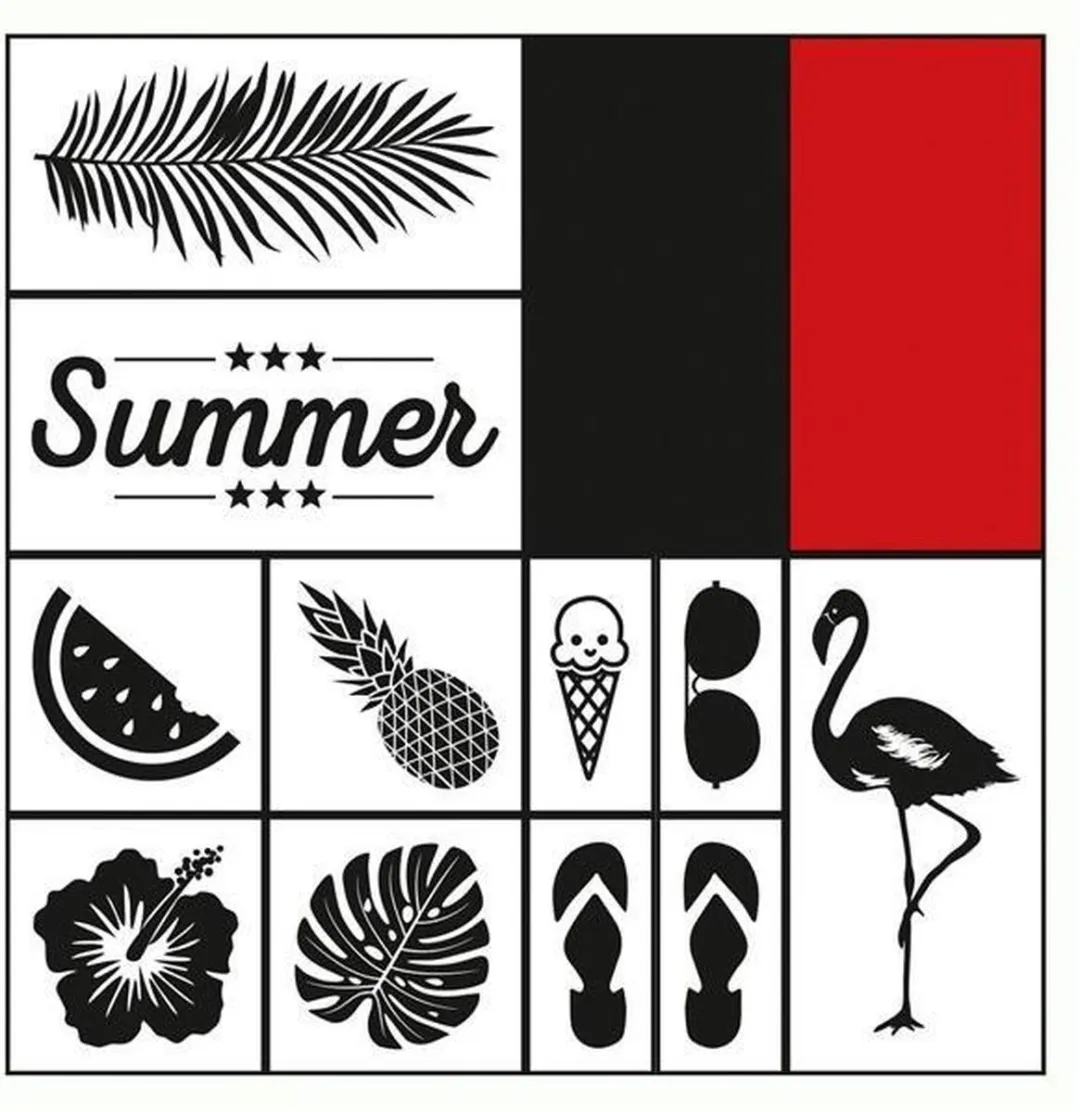 Folia Stempelset Summer-Zomer 31101 - 11 Stuks - Hout
