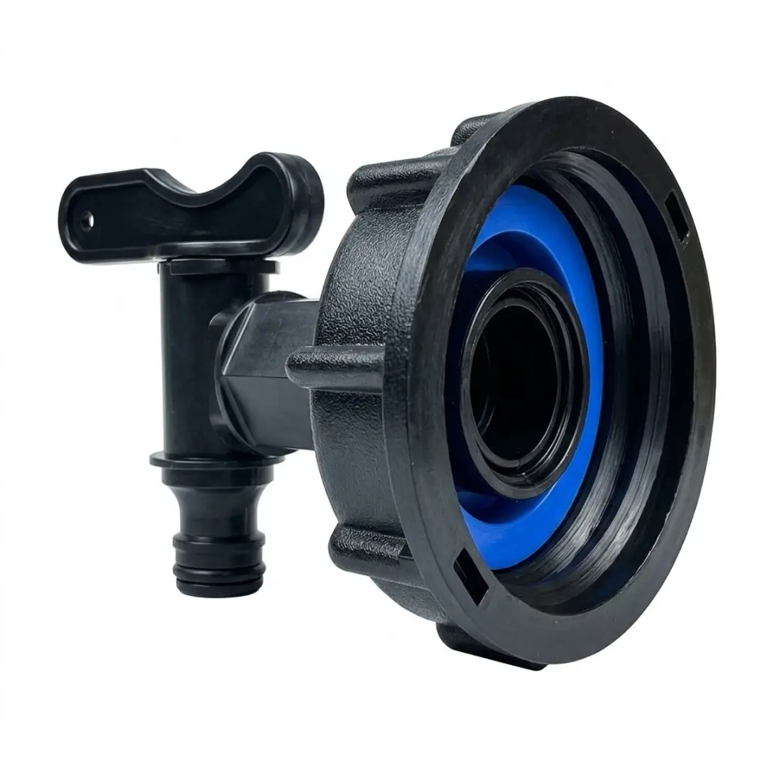 Zwart jerry can kraantje water tank adapter dames en heren S60x6 IBC adapter met