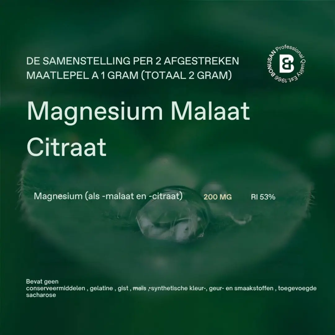 Bonusan Magnesium Malaat Citraat Poeder - 130g - afbeelding 2 van 6