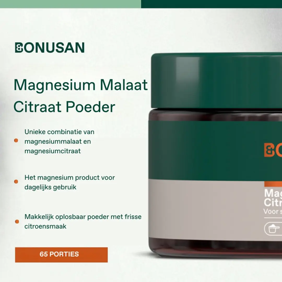 Bonusan Magnesium Malaat Citraat Poeder - 130g - afbeelding 6 van 6