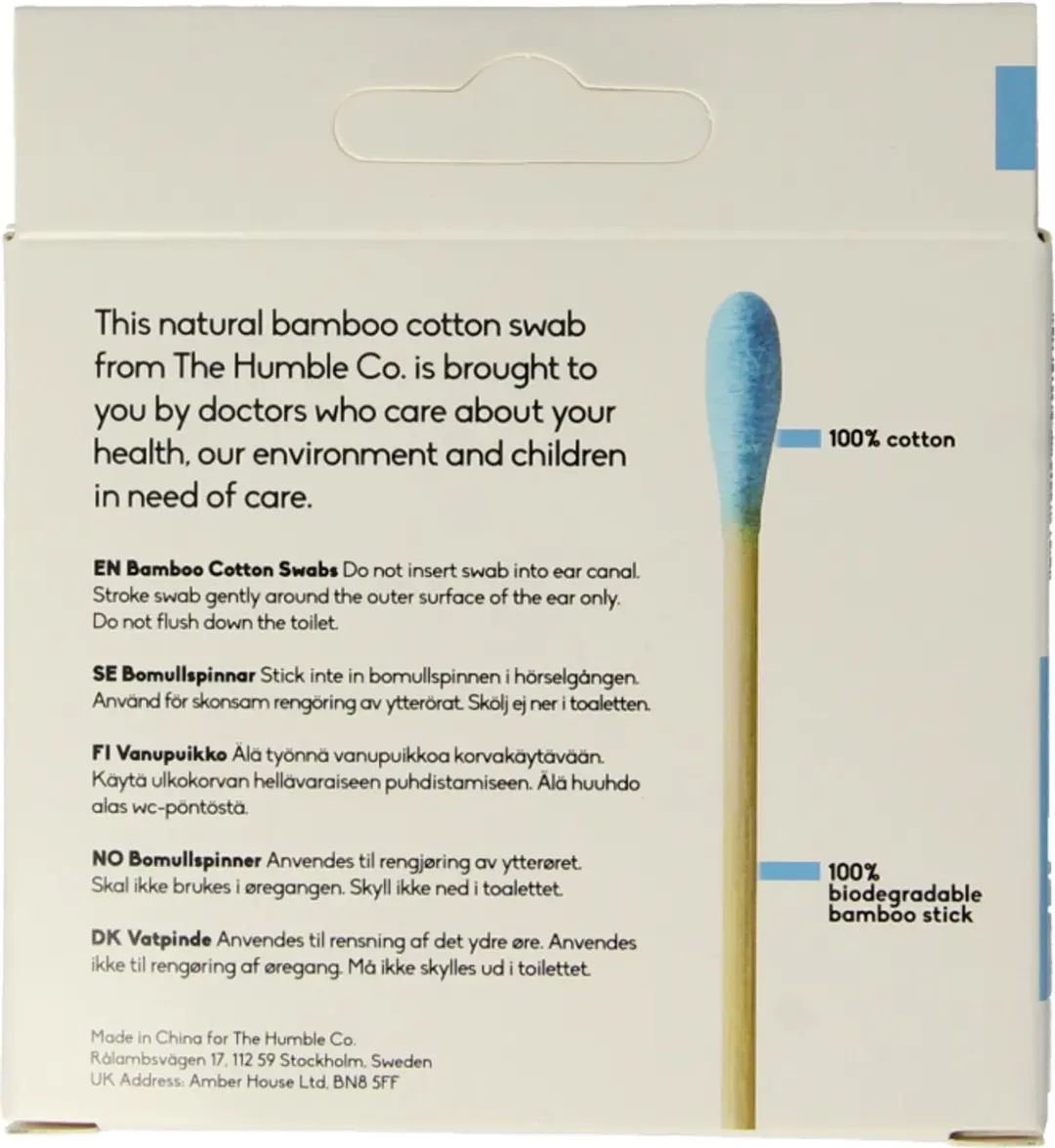 Humble Co Bamboe Wattenstaafjes - 100 Stuks - Blauw - afbeelding 4 van 6