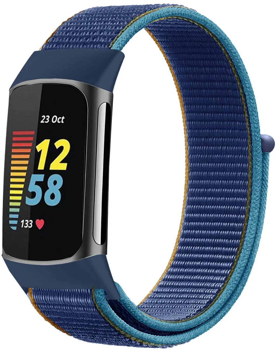 Imoshion Nylon Bandje Fitbit Charge 5 - S - Donkerblauw