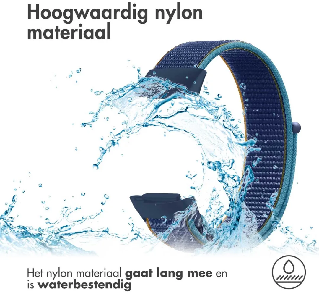 Imoshion Nylon Bandje Fitbit Charge 5 - S - Donkerblauw