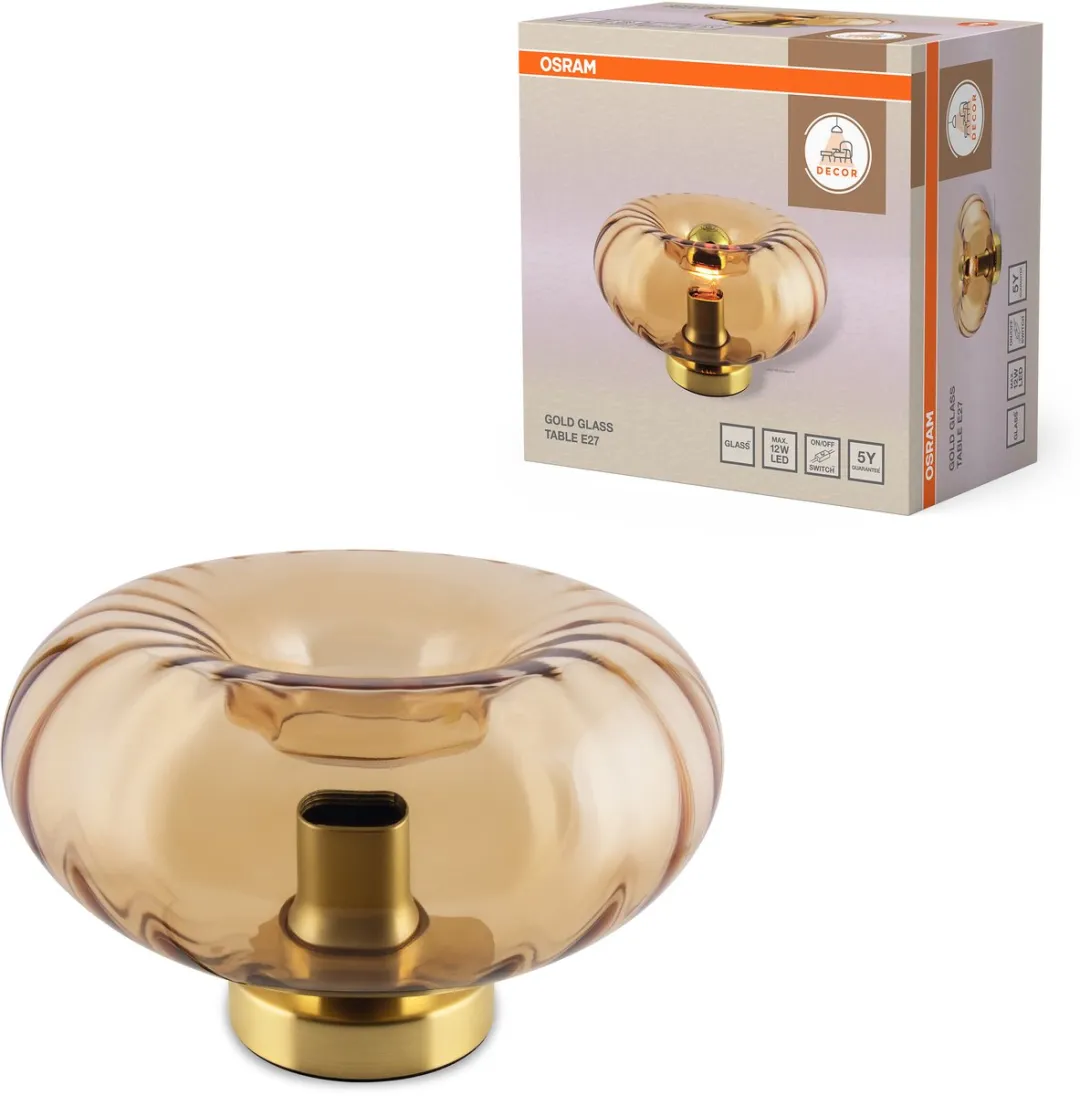 Osram Decor Goudglas Tafellamp E27 - 28cm - Wit licht