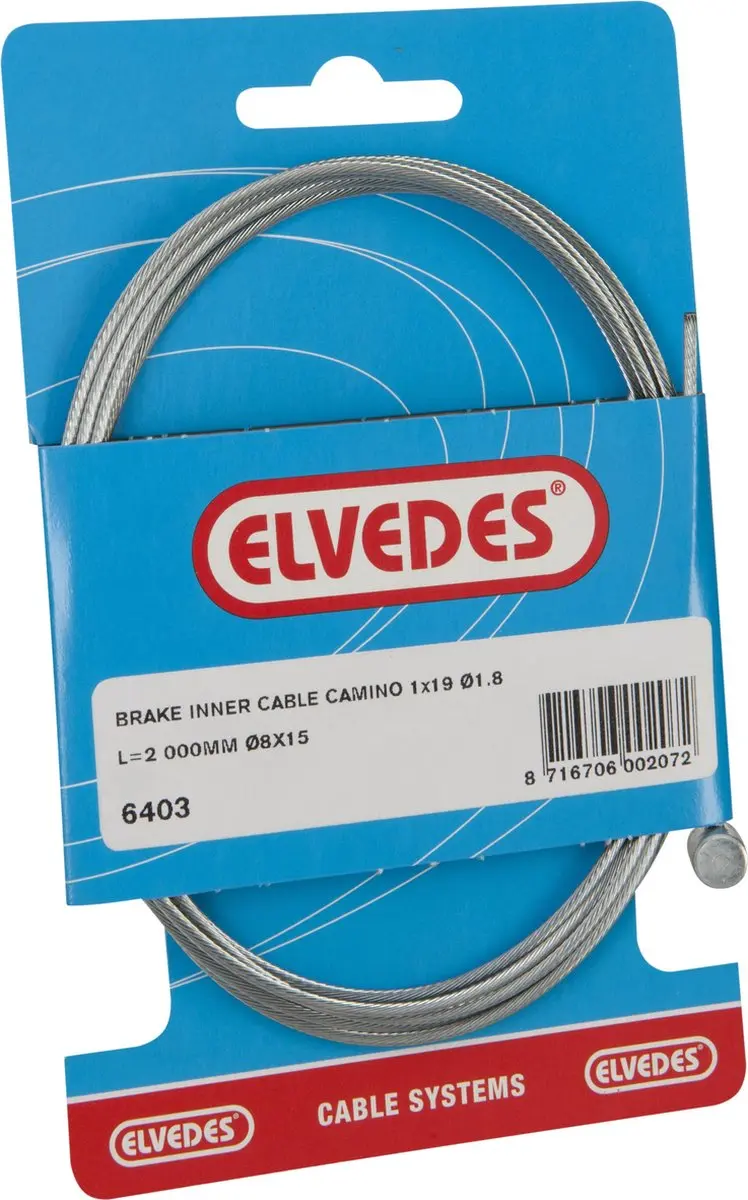 Achterrem binnenkabel Elvedes Honda Camino 2000mm verzinkt T-nippel (op kaart)