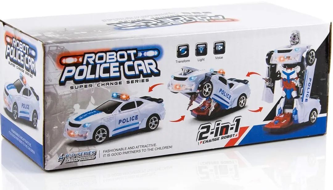 YJ Toys Police Robot Car 2-in-1 Transformerend 22cm - Wit