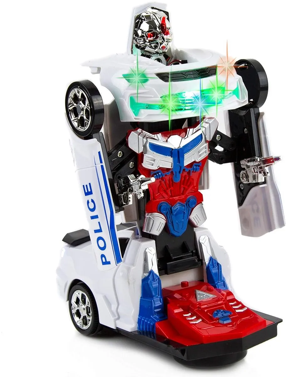 YJ Toys Police Robot Car 2-in-1 Transformerend 22cm - Wit