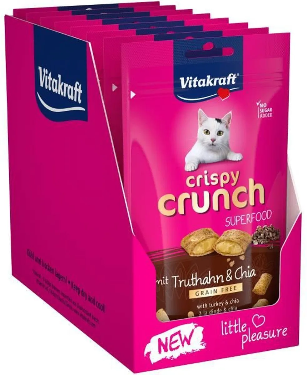 Vitakraft Krokante Crunch Kalkoen Chia Zaad Kat Snack