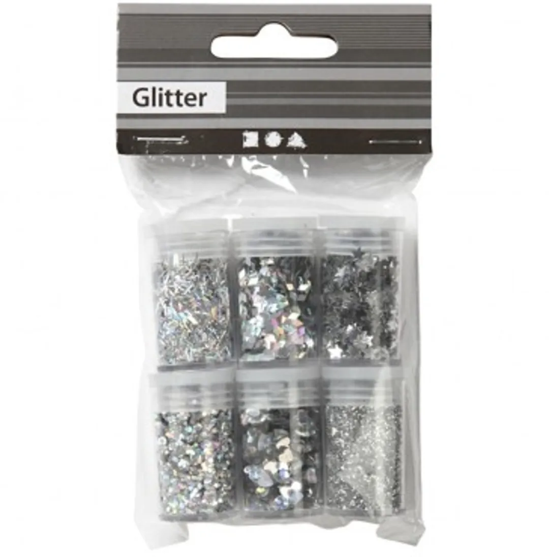 Creativ Company Glitter & Pailletten Set Zilver - 6x5g