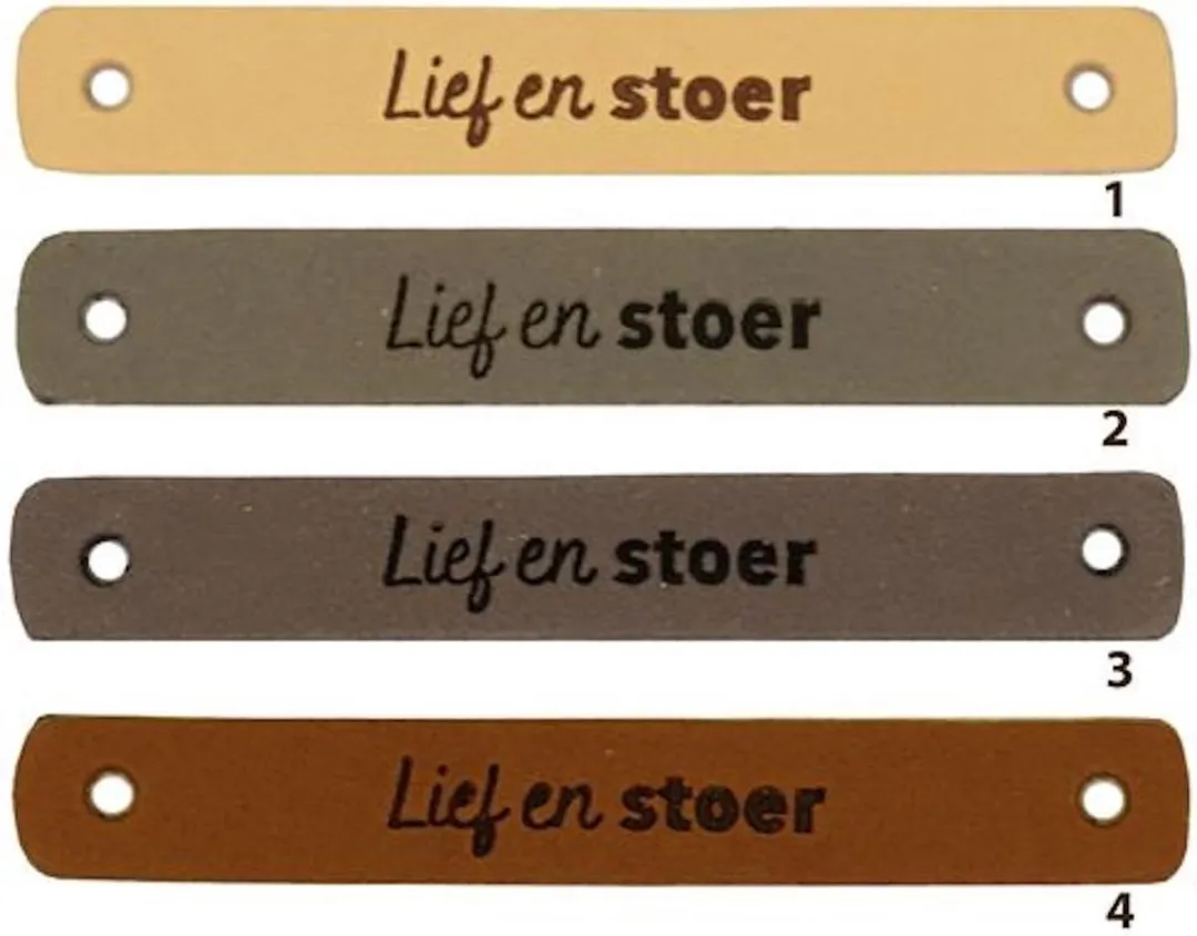 Durable Leren Labels "Lief en Stoer" - 2 Stuks - Bruin