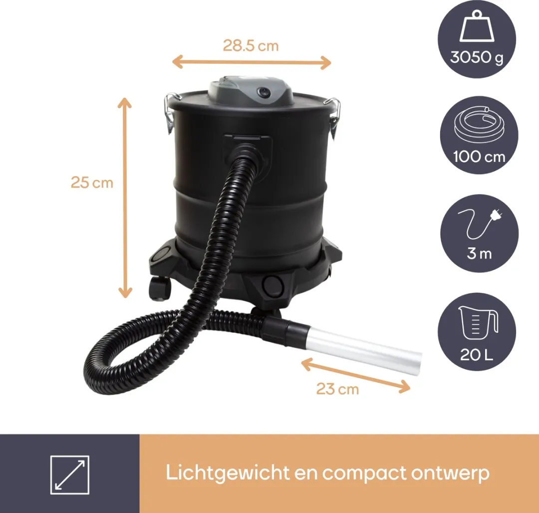 Perel Aszuiger TCA90201 1200W - 20L - HEPA-filter - Zwart