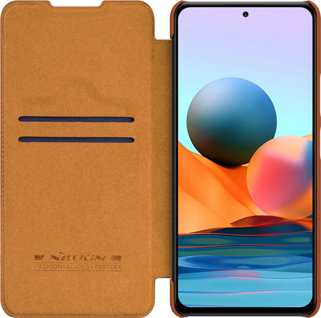 Nillkin Qin PU Leather Book Case Xiaomi Redmi Note 10 Pro - Bruin - afbeelding 5 van 6