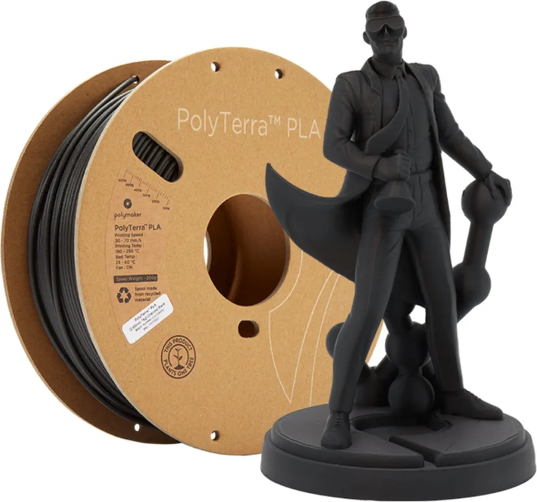 Polymaker PolyTerra PLA 1.75mm - Zwart (Houtskool)
