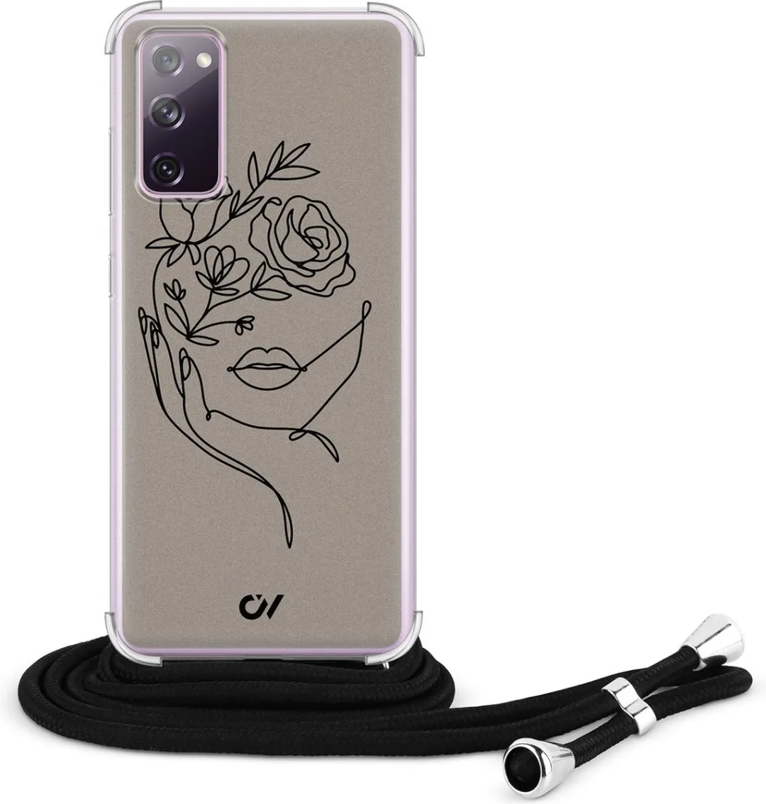Casevibes S20 FE Telefoonhoesje - Oneline Face Flower - Bruin - C/S20FE/UV/010