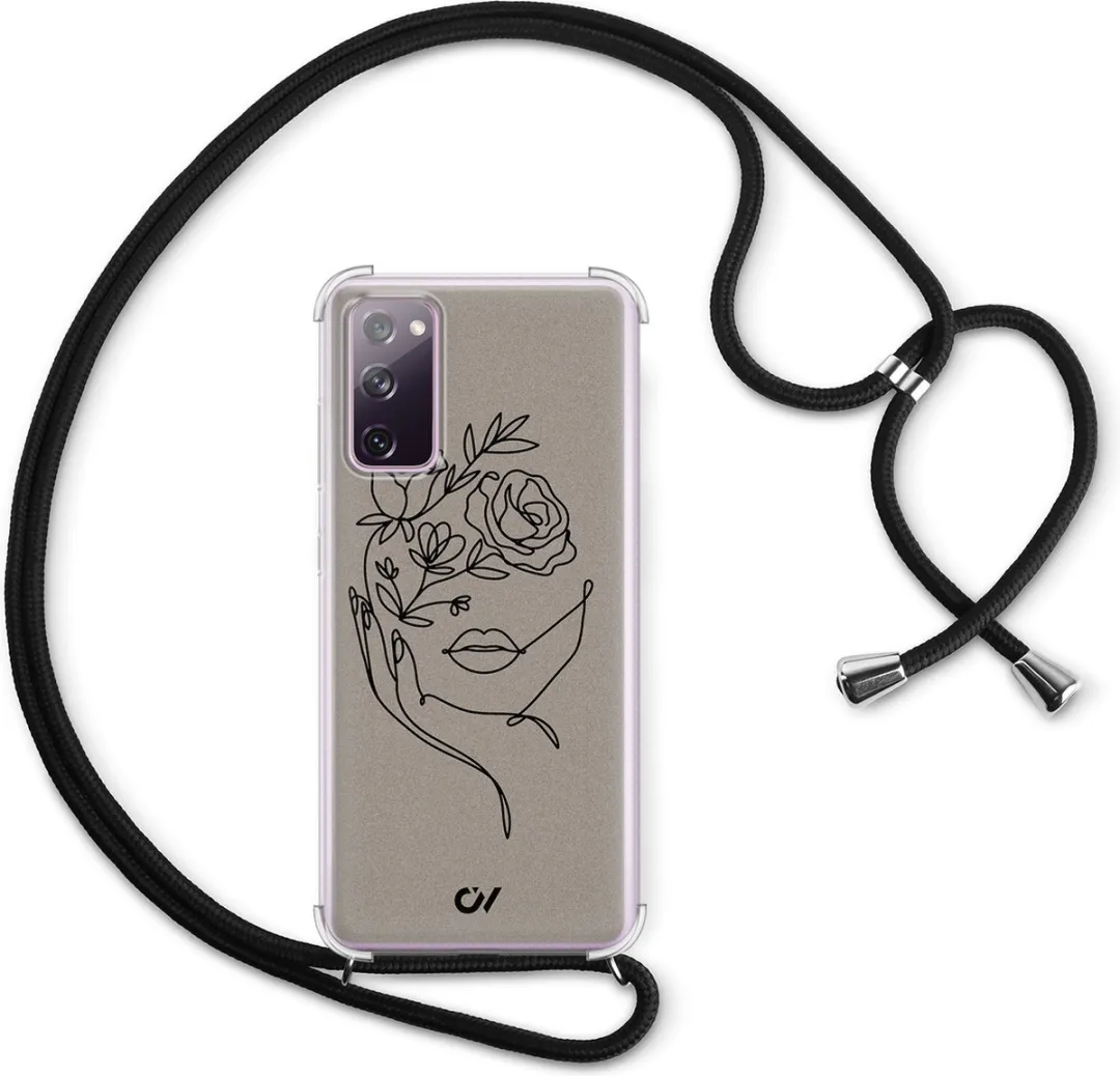 Casevibes S20 FE Telefoonhoesje - Oneline Face Flower - Bruin - C/S20FE/UV/010