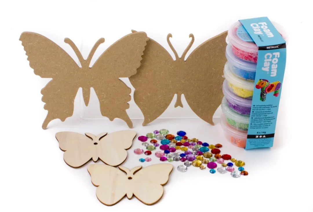 Foam Clay Knutselpakket Vlinders - 9 Stuks - MDF & Hout