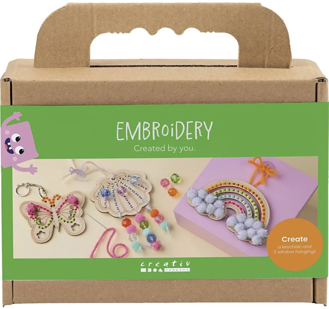 Creativ Company Mini Hobbyset Borduurwerk Vlinder/Schelp/Regenboog