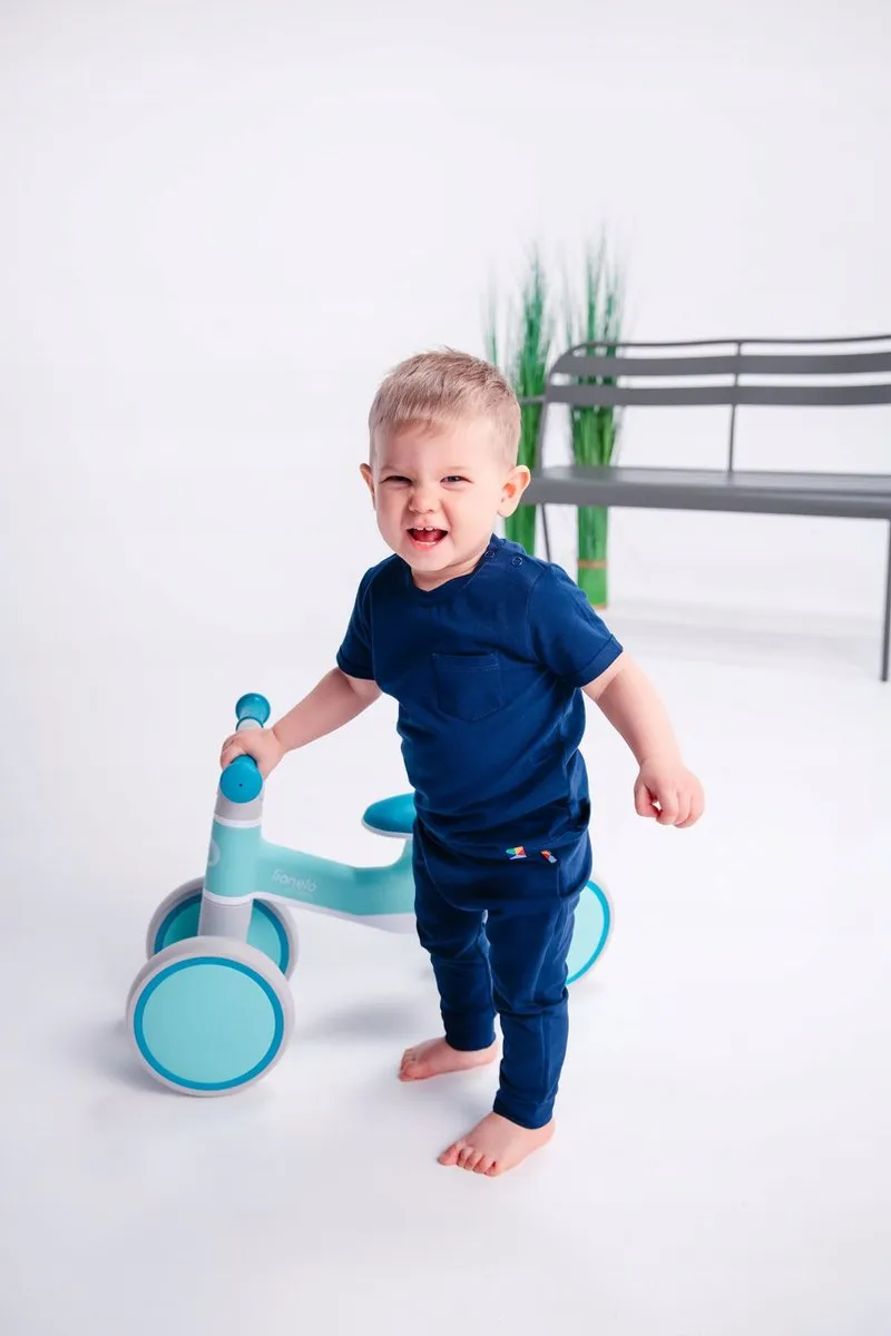 Lionelo Villy Loopfiets 4W Blauw - 1-3 jaar - tot 30kg