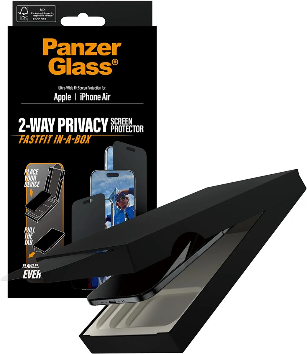 PanzerGlass Privacy Screen Protector iPhone 17 Pro - Ultra-Wide Fit - PG53680 - afbeelding 6 van 6