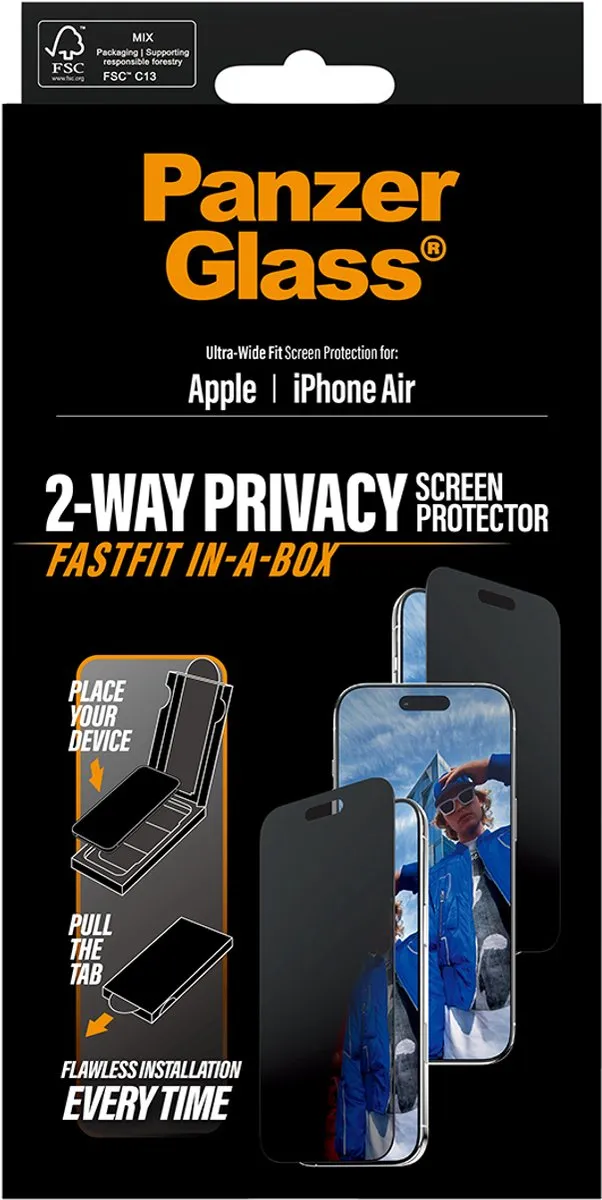 PanzerGlass Privacy Screen Protector iPhone 17 Pro - Ultra-Wide Fit - PG53680
