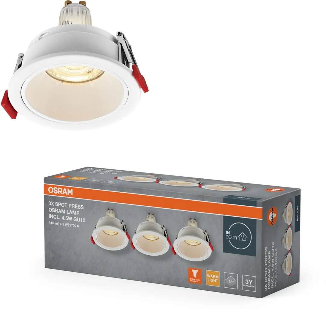 Osram Spot Set GU10 Press 4,5W Warm Wit