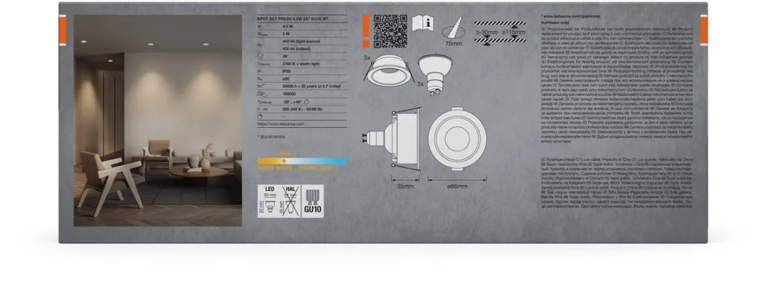 Osram Spot Set GU10 Press 4,5W Warm Wit - 3 Stuks