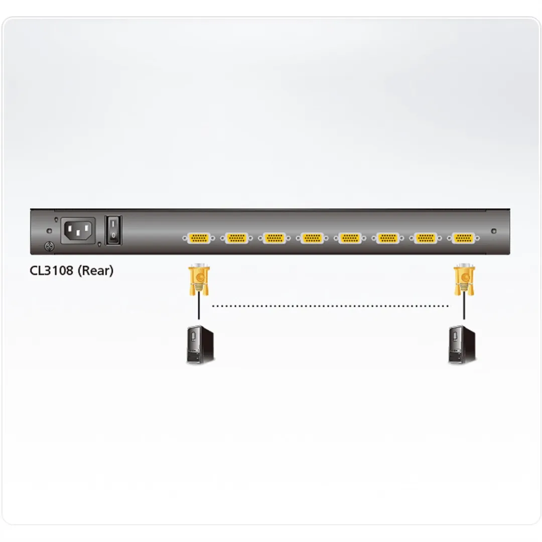 Aten CL3108NX KVM Switch 8 Poorten - 18,5 inch TFT - Zwart - afbeelding 2 van 4