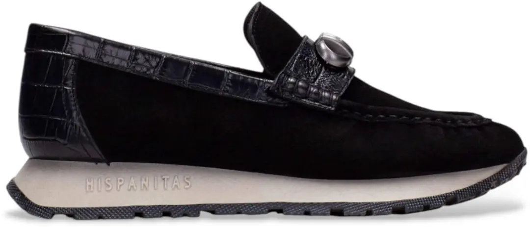 Hispanitas Zwart velours leren mocassins