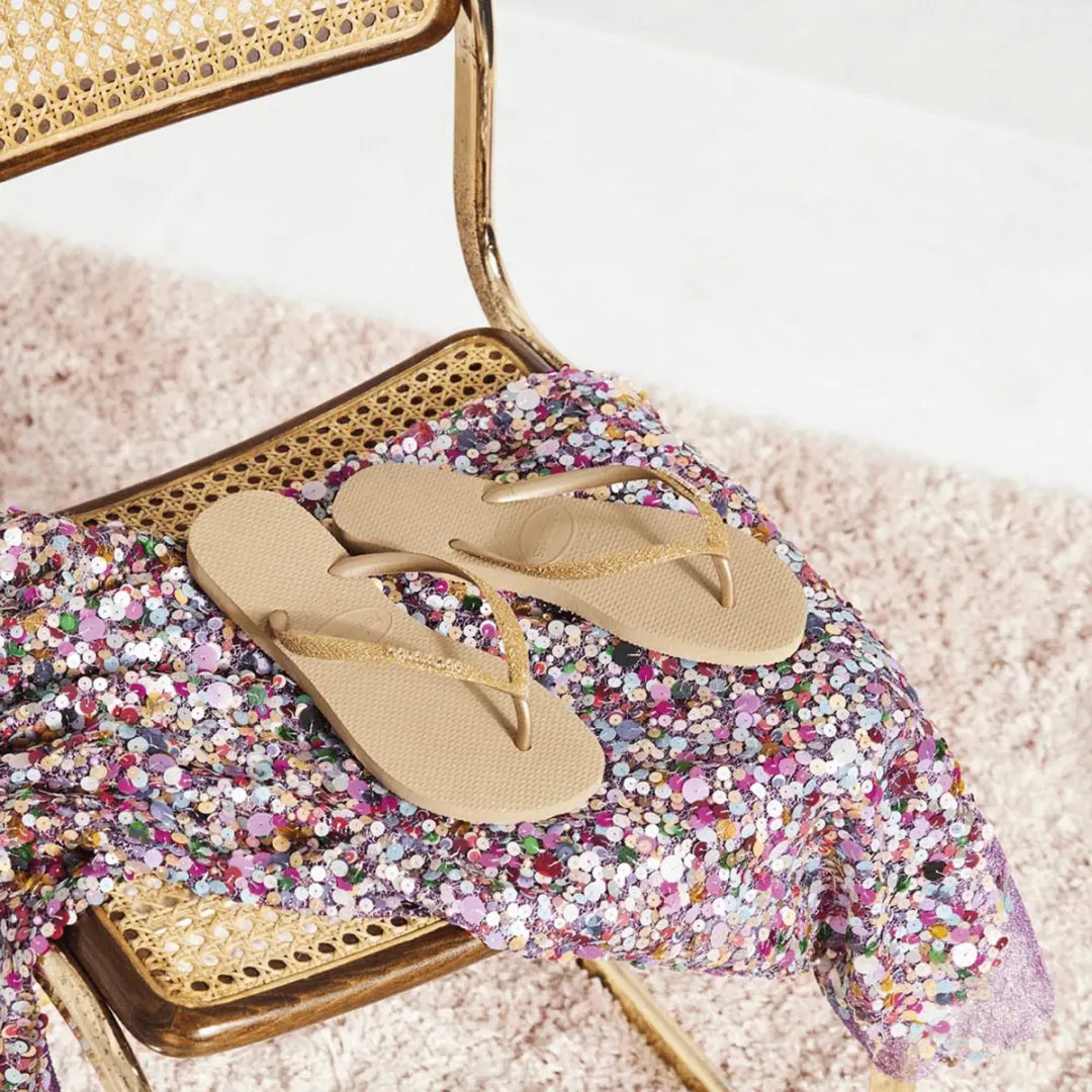 Havaianas Slim Glitter II Dames Teenslippers - Zand - afbeelding 3 van 6