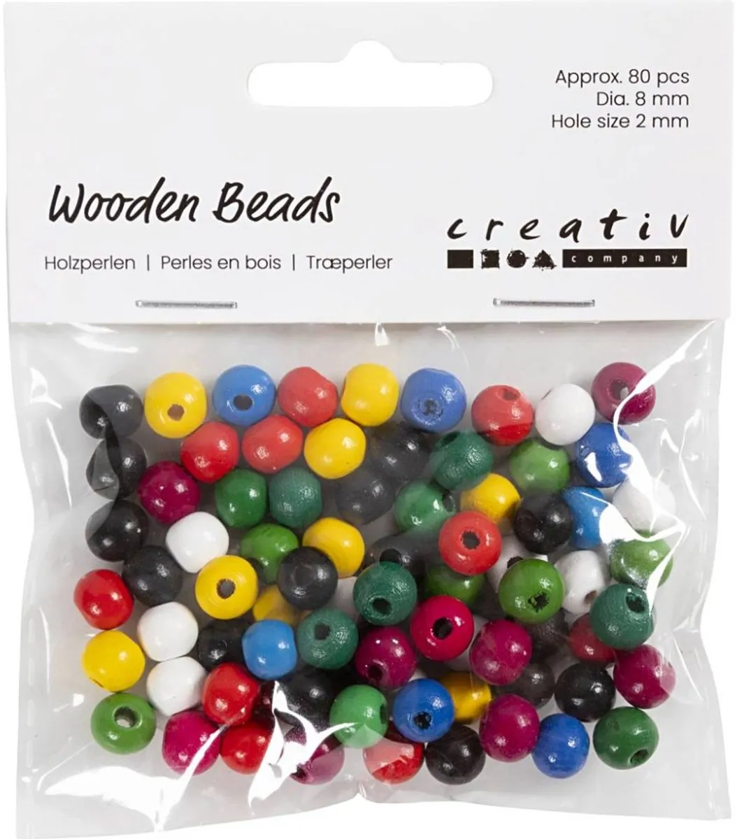 Creativ Company Houten Kralen 8mm - 100 Stuks - 7 Kleuren