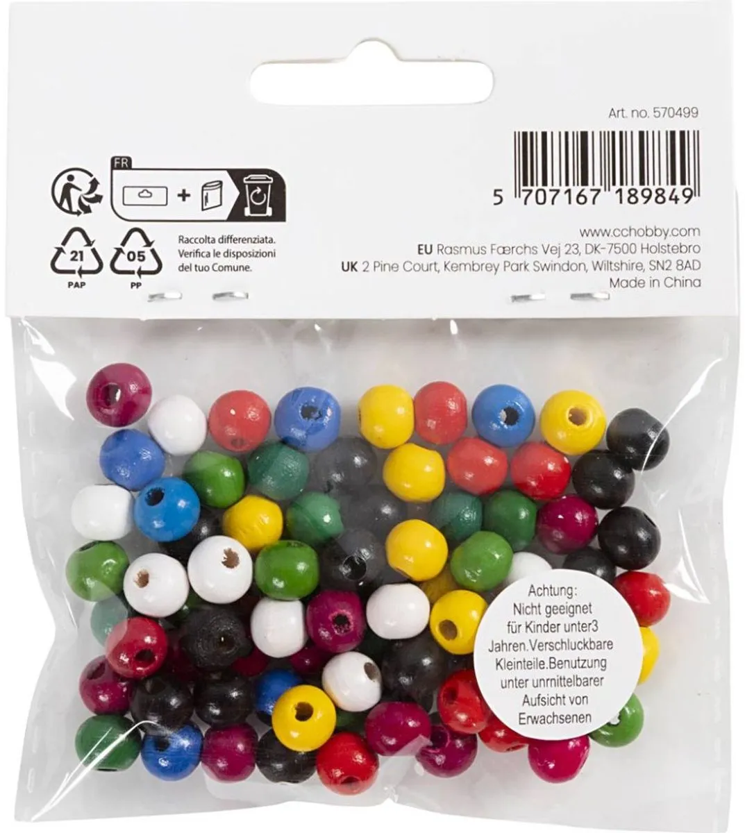 Creativ Company Houten Kralen 8mm - 100 Stuks - 7 Kleuren